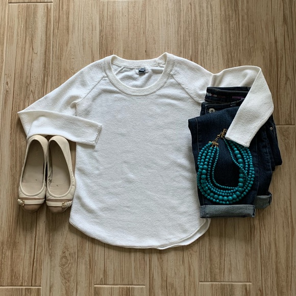 🎉HP🎉 Off-white raglan-sleeve curved-hem sweater Size SP - Picture 4 of 5